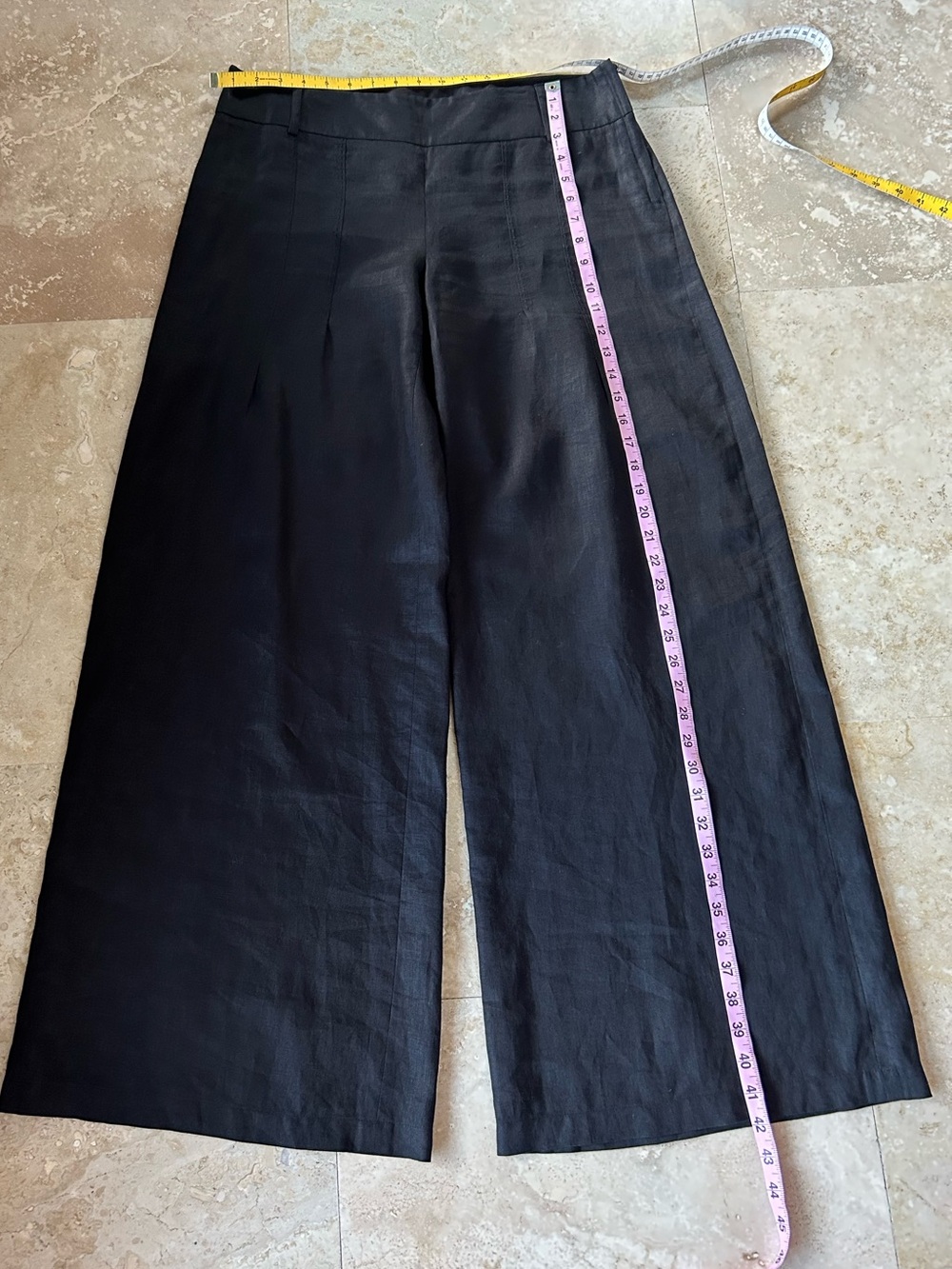 Tahari Navy Wide-Leg  Linen Pants, Size 10